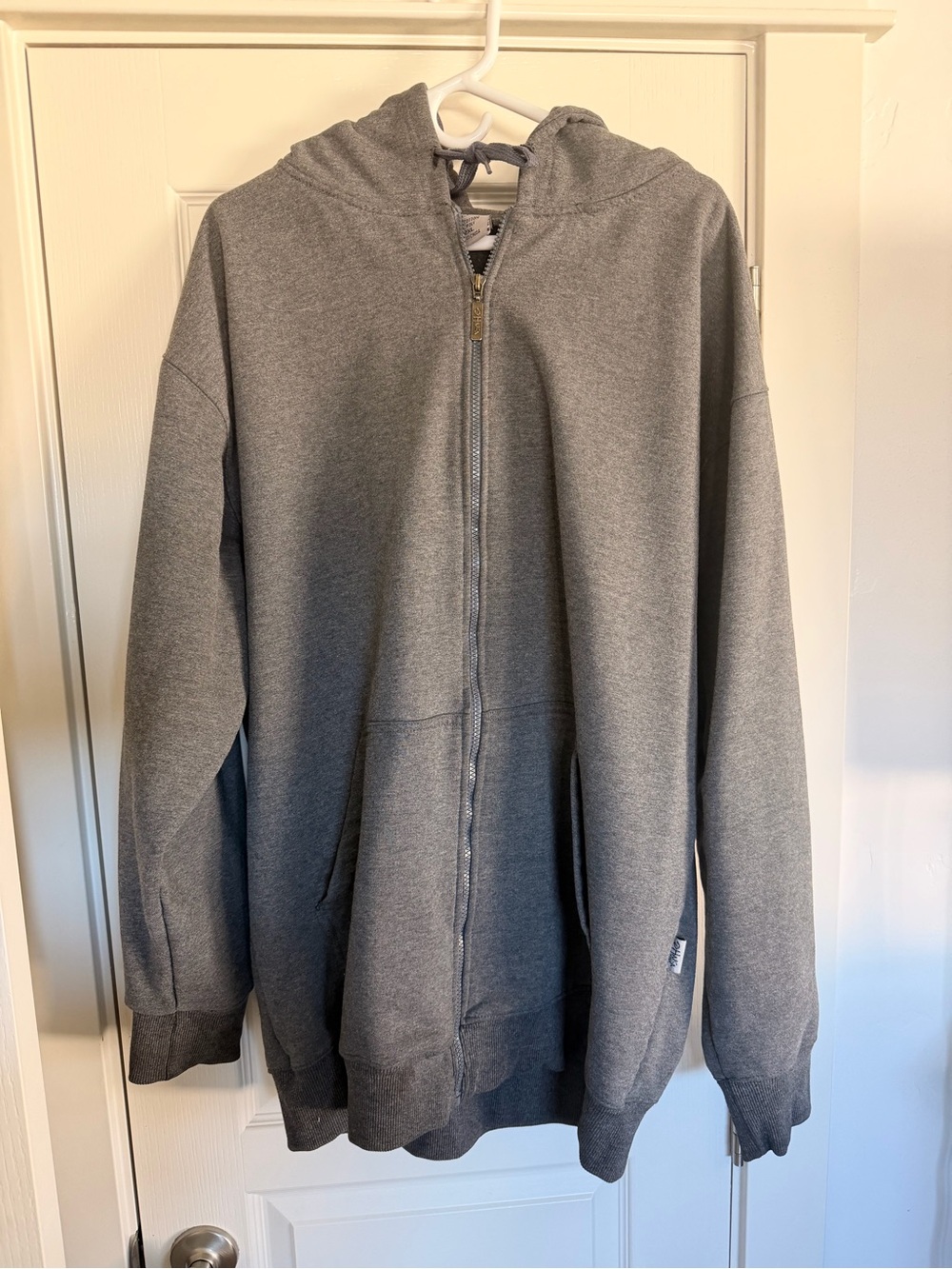 Gray Zip-Up Hoodie with Hood